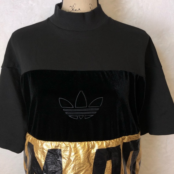 Adidas Velvet Foil Sweat Tee Mock Neck Size S - Picture 4 of 8